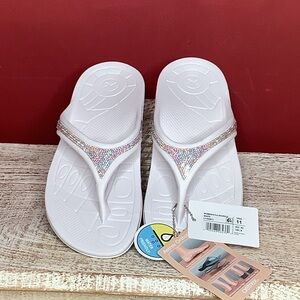 Aetrex Fiji Size 11 White Crystal Orthotic Thong Lightweight Arch Support Rubber